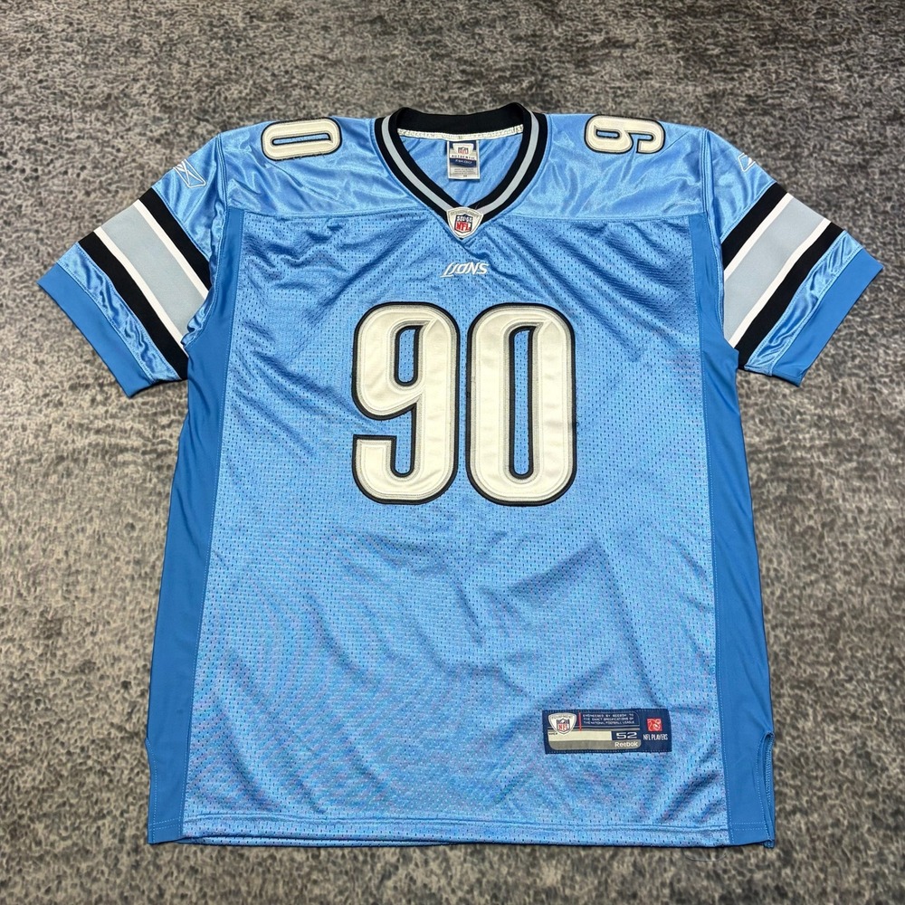 VTG Reebok Detroit Lions Ndamukong Suh Jersey Size 52 Blue Home NFL #90 Stitched